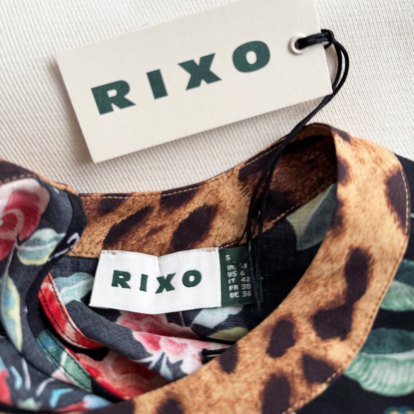 RIXO "Meg" Printed Crepe Dress in Floral/Leopard, size Small