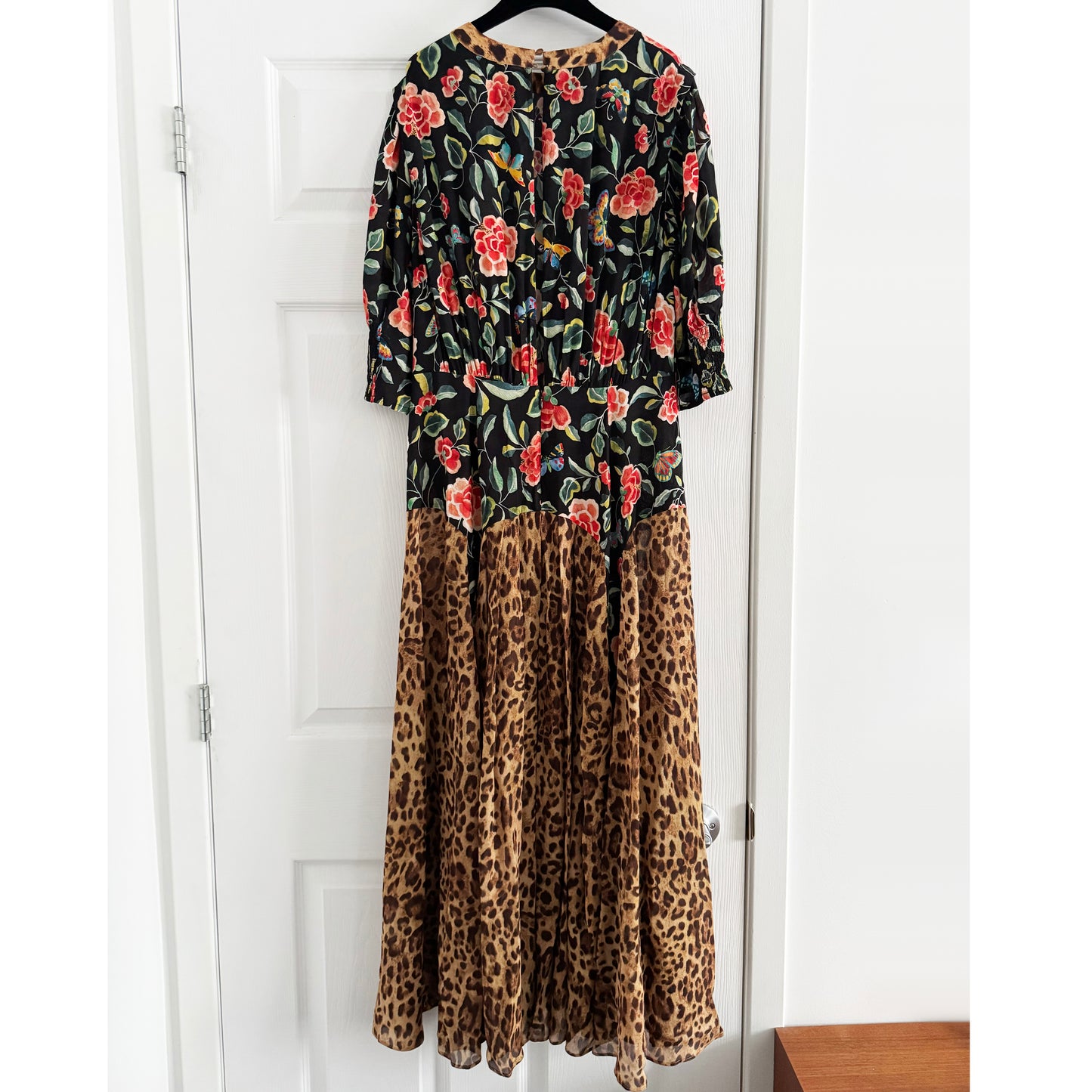RIXO "Meg" Printed Crepe Dress in Floral/Leopard, size Small
