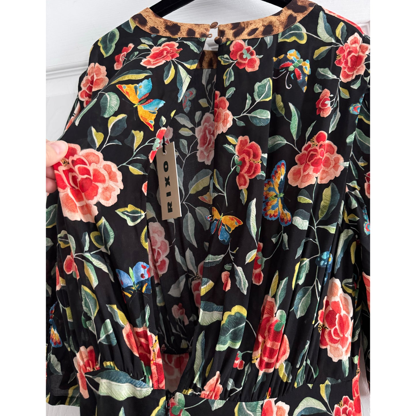 RIXO "Meg" Printed Crepe Dress in Floral/Leopard, size Small