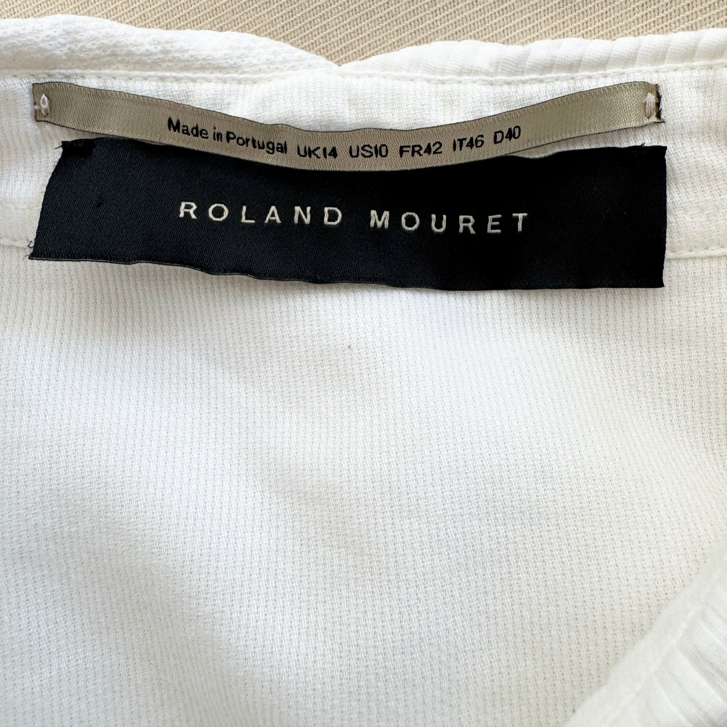 Roland Mouret Tuxedo Shirtdress in White, size 10US (fits like Medium)