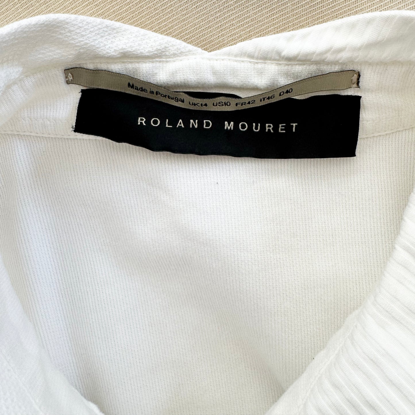 Roland Mouret Tuxedo Shirtdress in White, size 10US (fits like Medium)