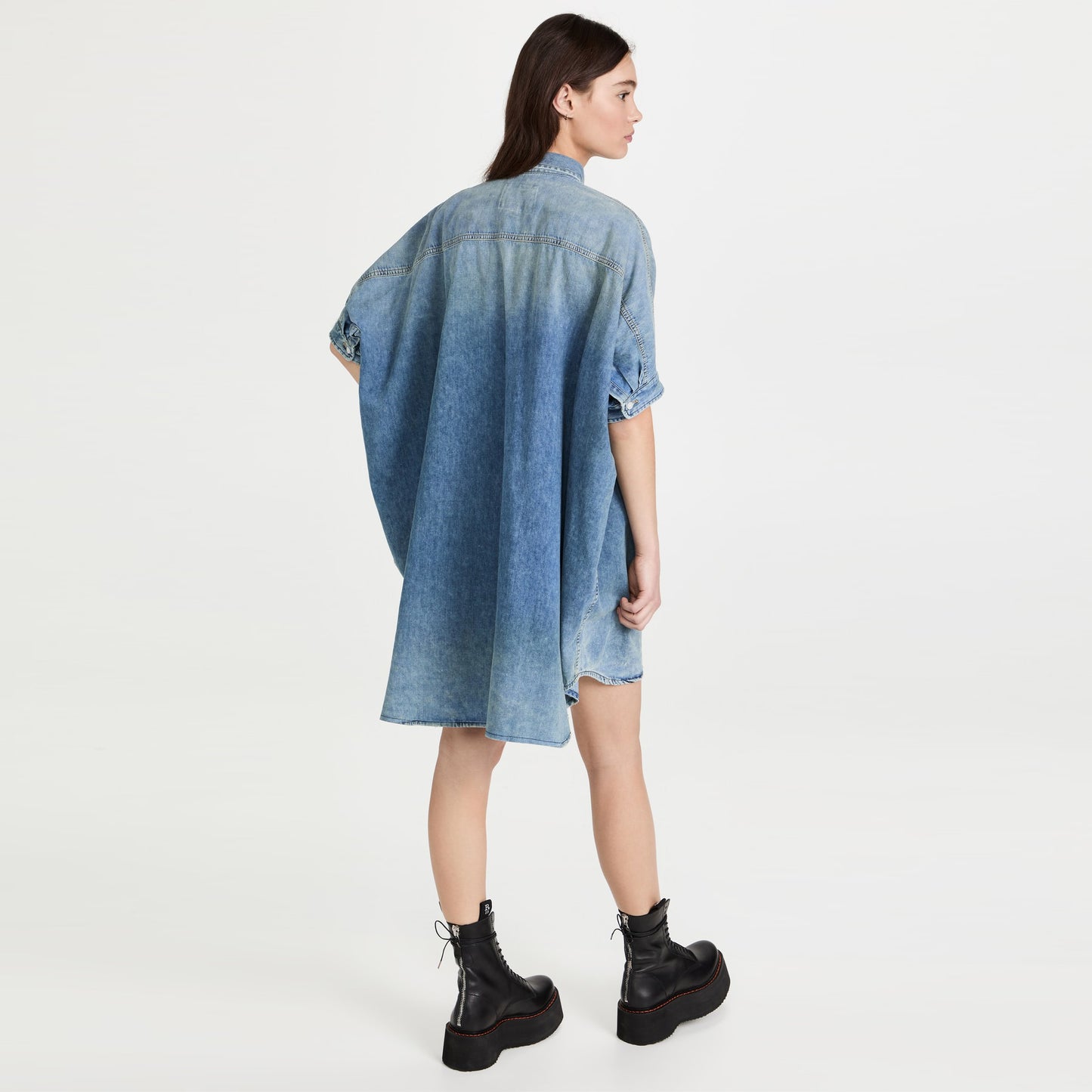 R13 Oversize Boxy Denim Dress, size XS