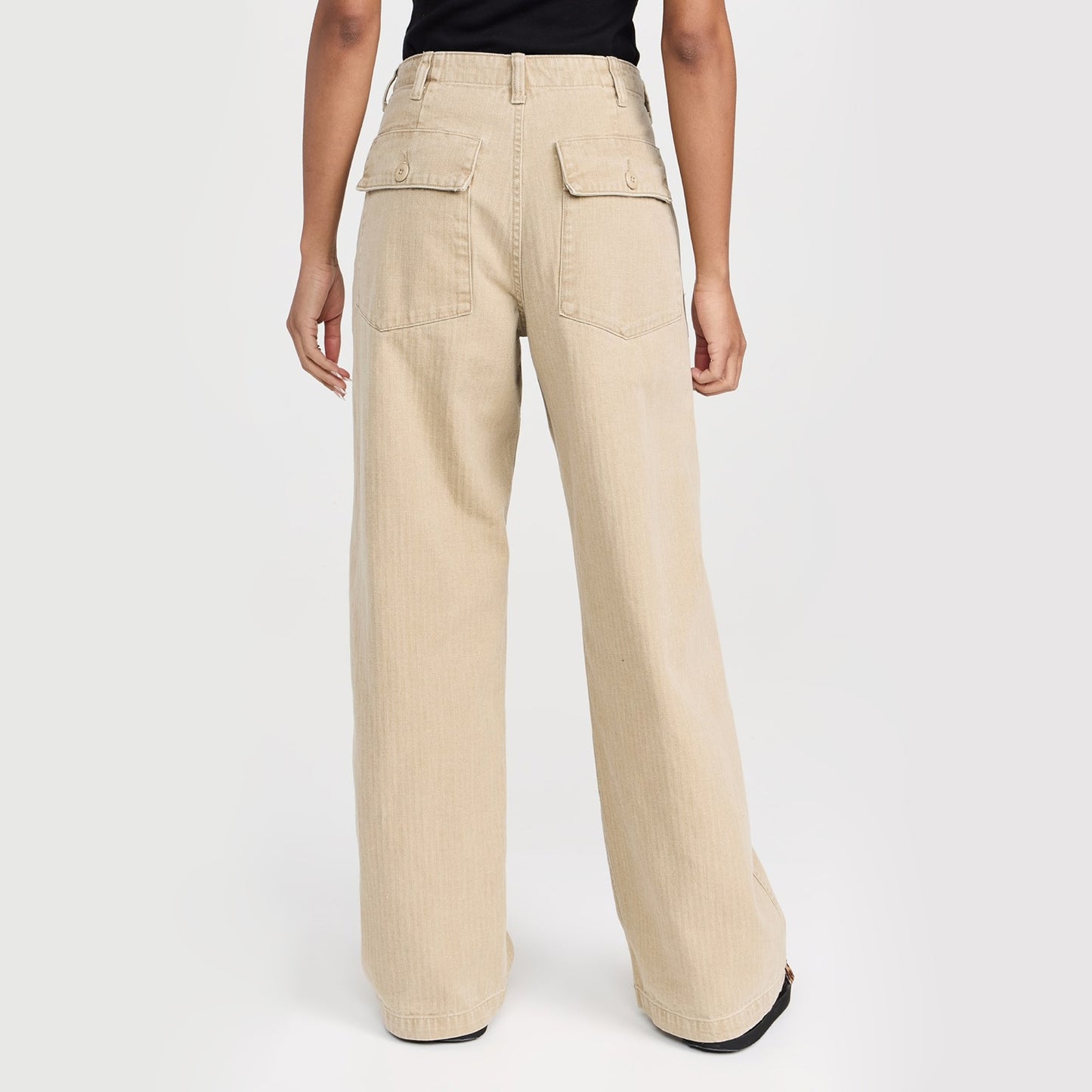 R13 Wide Leg Utility Pants in Beige, size 26
