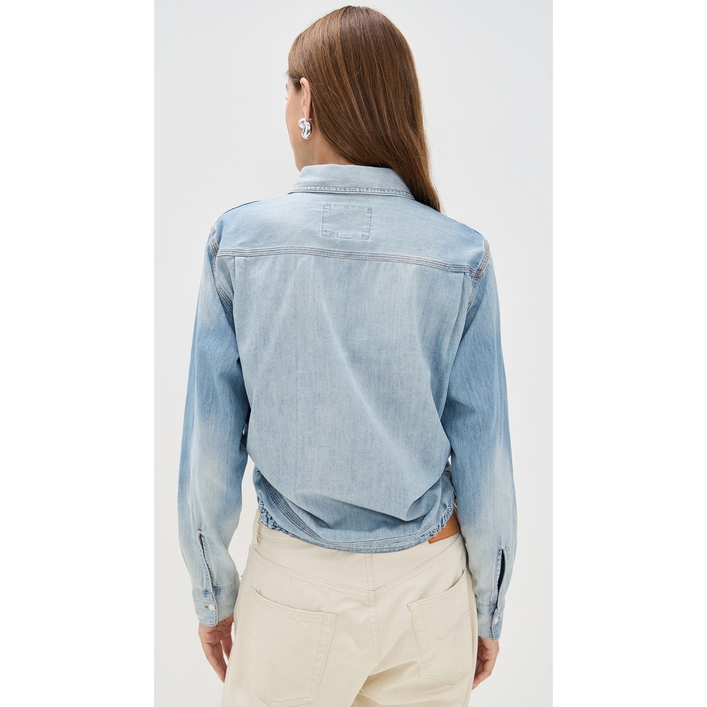 R13 Wrap Around Denim Work Shirt in "River Blue", size XS