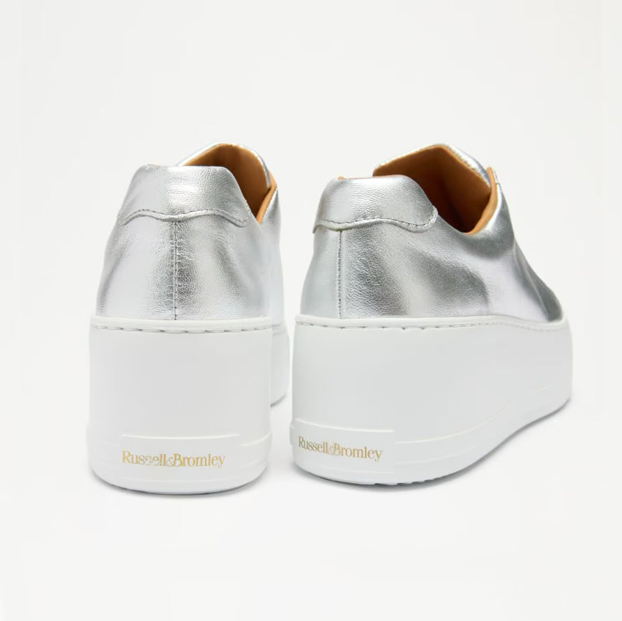 Russel & Bromley "Park" Platform Sneakers in Silver, size 41 (fits like size 10/10.5)