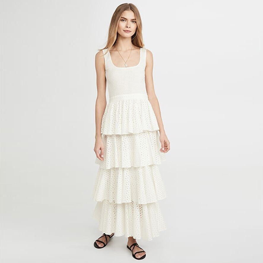 Rhode Resort "Naomi" Tiered Dress in Ivory, size large (fits 8/10)