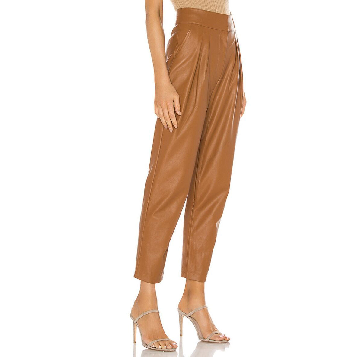 Ronny Kobo "Rosa" Faux Leather Pant in Cognac, Size Small (fits XS/S)