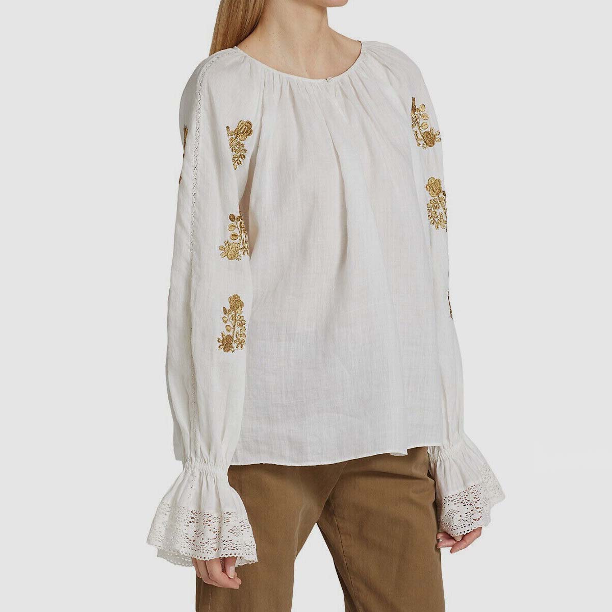 Nili Lotan "Fleurine" Embroidered Blouse, size XS