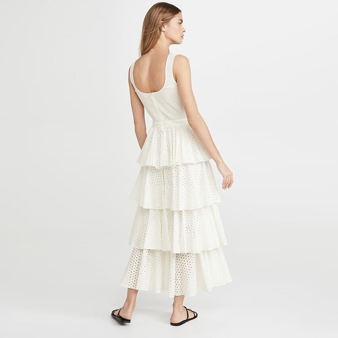 Rhode Resort "Naomi" Tiered Dress in Ivory, size large (fits 8/10)