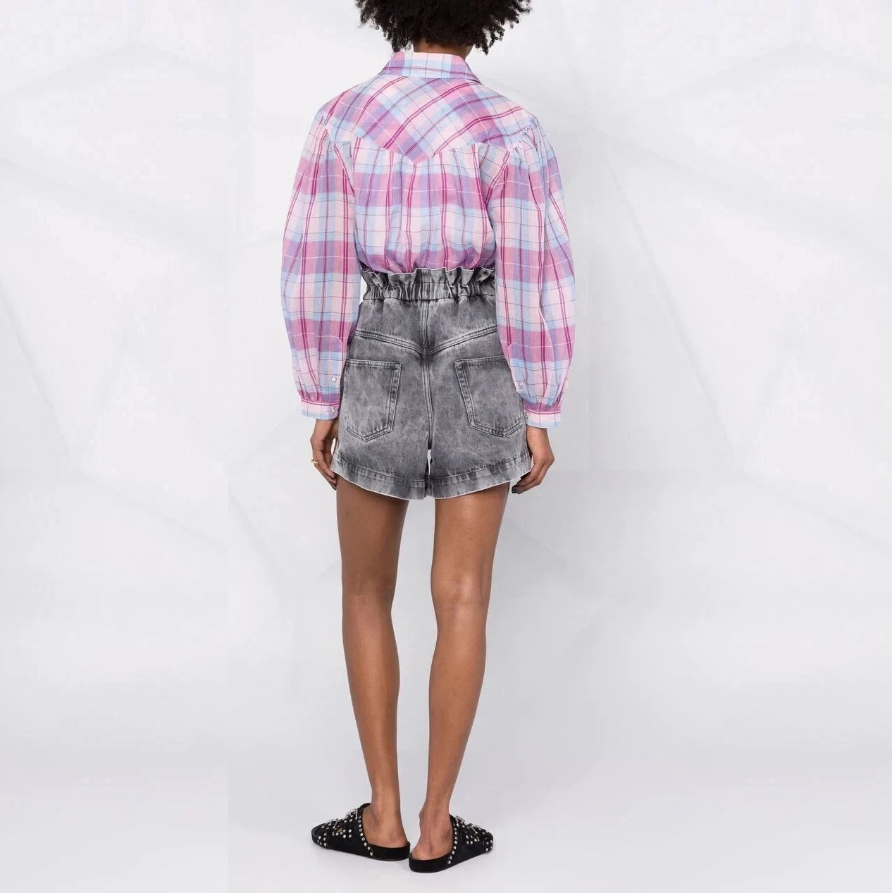 Isabel Marant Etoile "Bethany" Plaid Top in Pink/Blue, size 36 (fits Size Small)