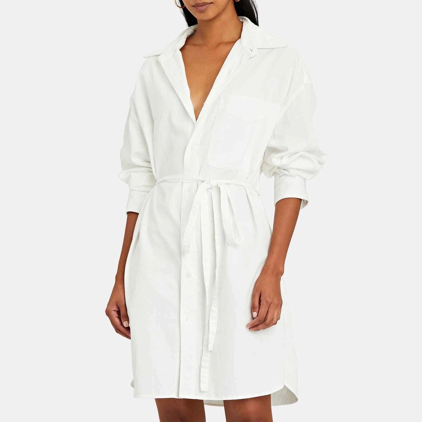R13 Oversized Oxford Button Up Shirtdress in White, size Small