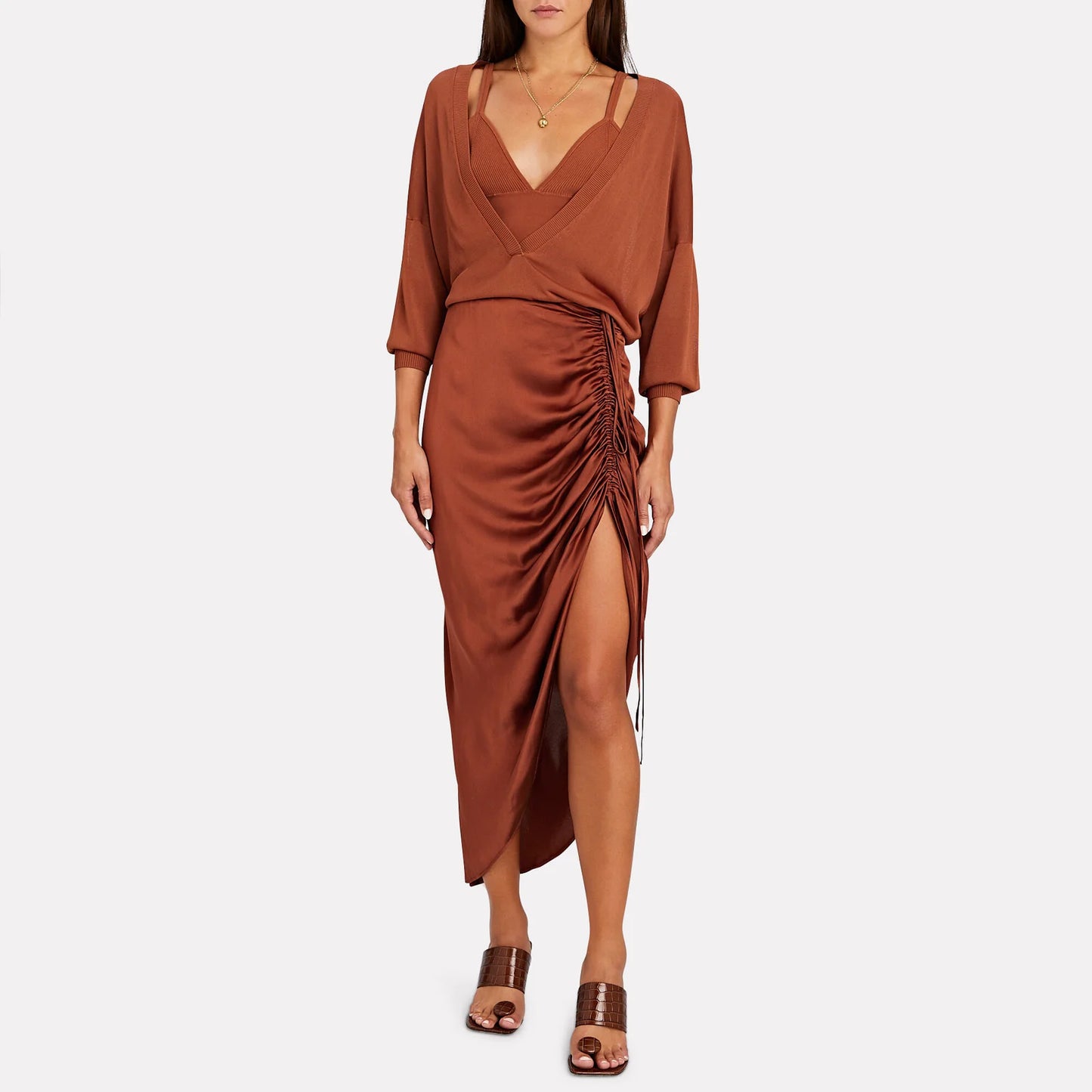 Dion Lee Jupe en satin froncée sur le devant, taille 12AUS/taille 8US