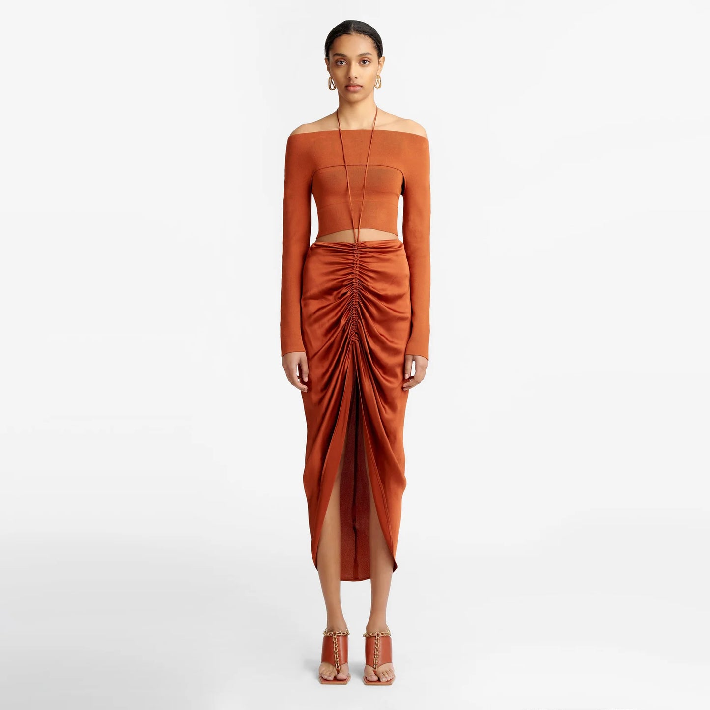 Dion Lee Gathered Front Satin Skirt, size 12AUS/size 8US