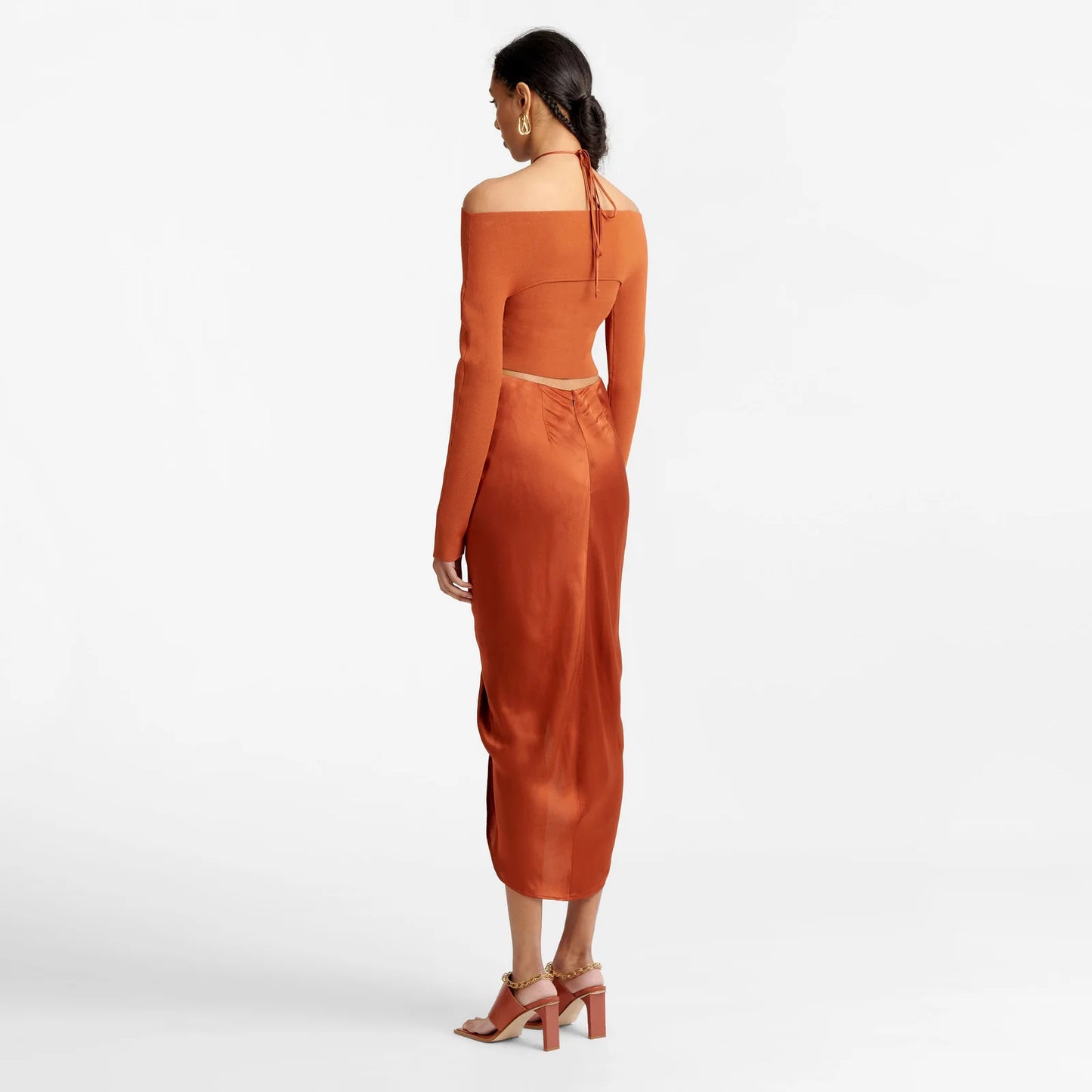 Dion Lee Jupe en satin froncée sur le devant, taille 12AUS/taille 8US