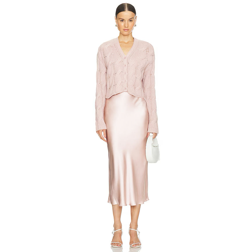 Sablyn "Miranda" Silk Satin Skirt in Pale Pink, size XS