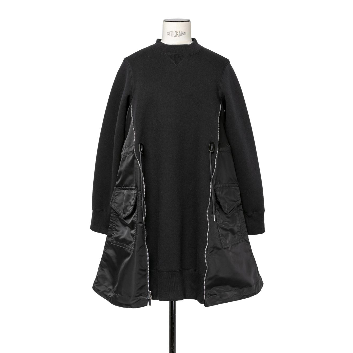 Sacai Sweatshirt Dress in Black, size "1" (fits XS/S)