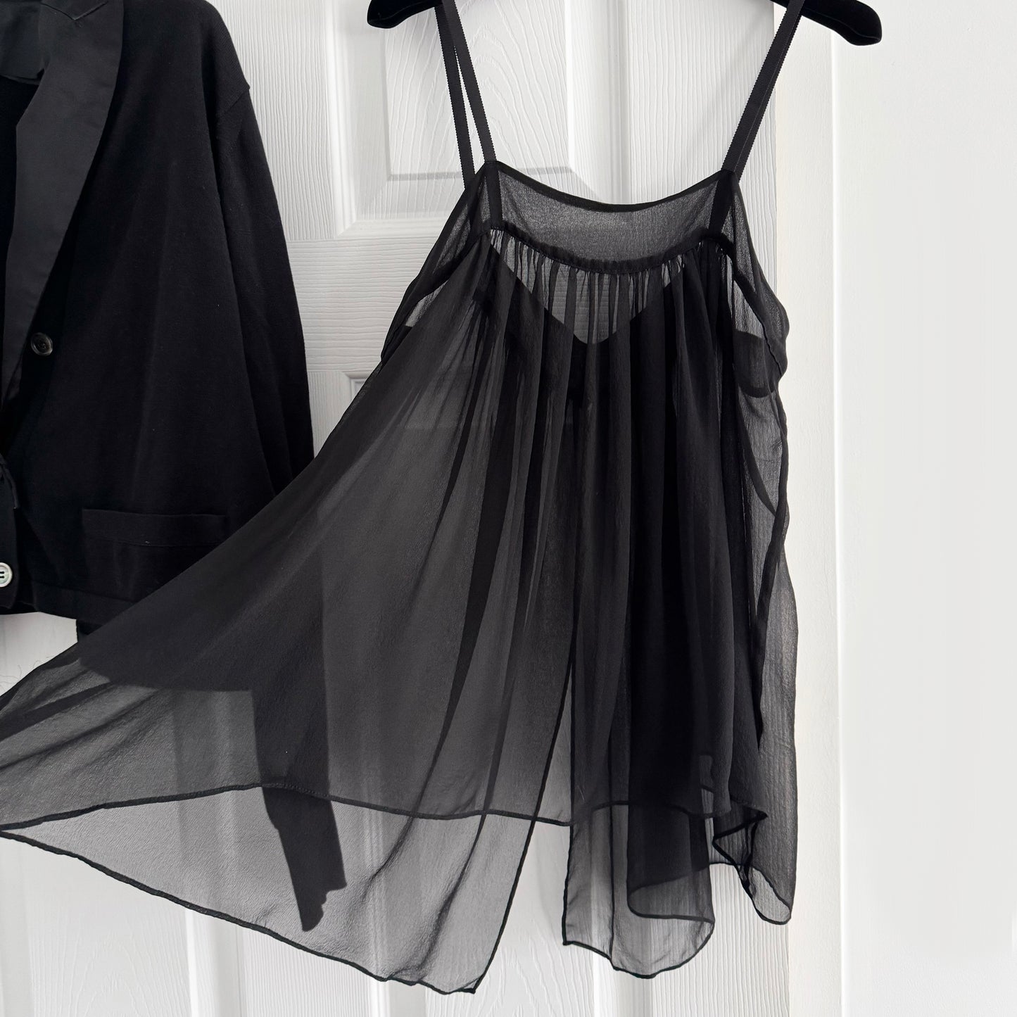 Sacai Cropped Tuxedo Cardigan in Black, fits size XS/S