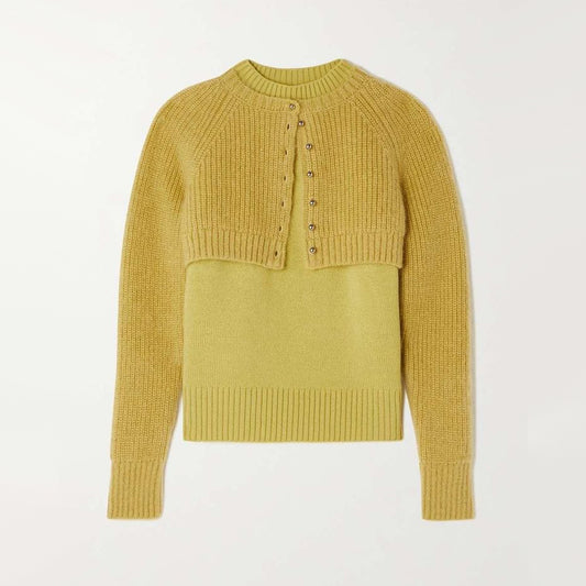 Sacai Double Layered Knit in Chartreuse, size "3" (fits M/L)