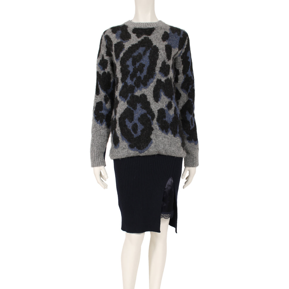 Sacai Luck Leopard Front Knit Dress, taille « 2 », convient à la taille Small