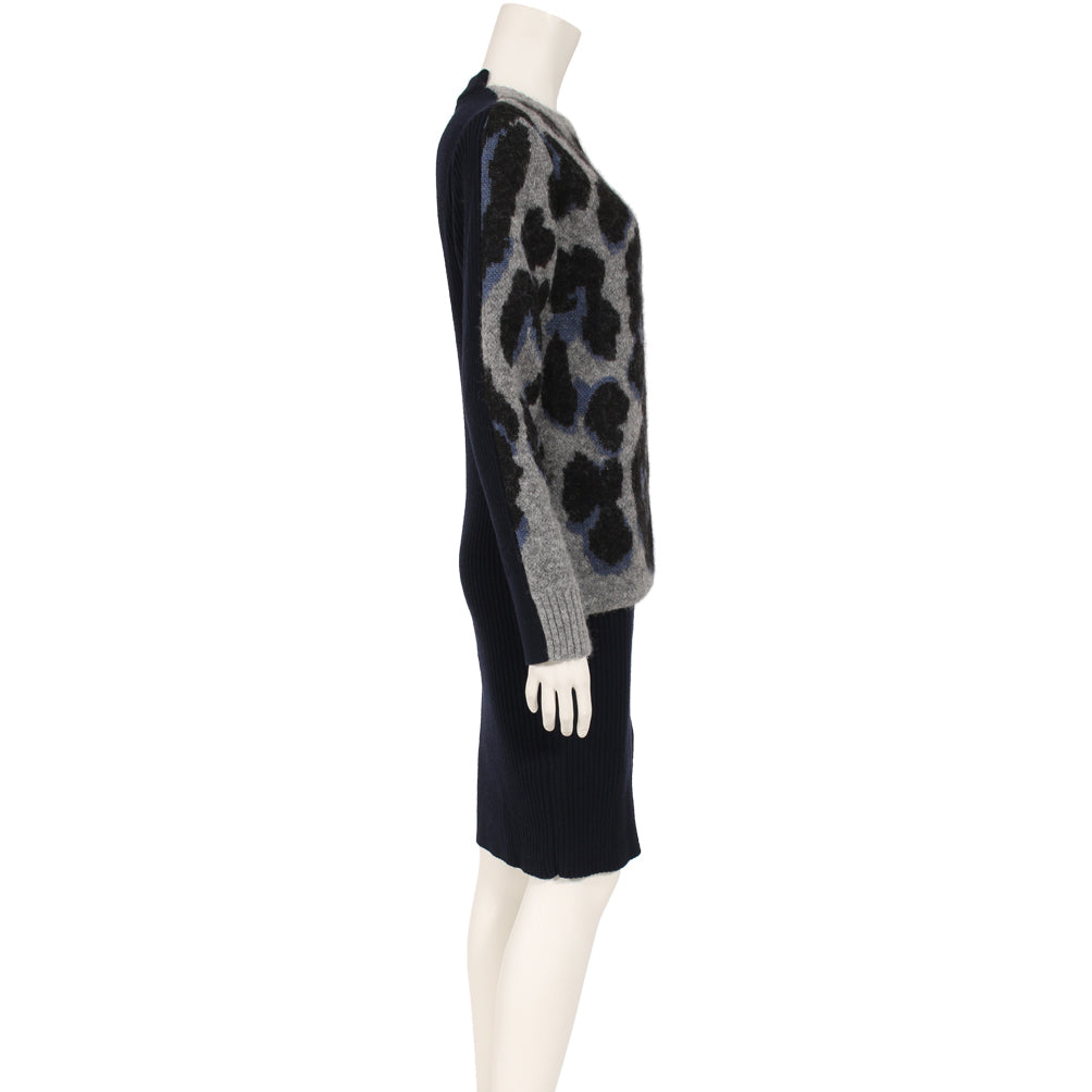 Sacai Luck Leopard Front Knit Dress, taille « 2 », convient à la taille Small