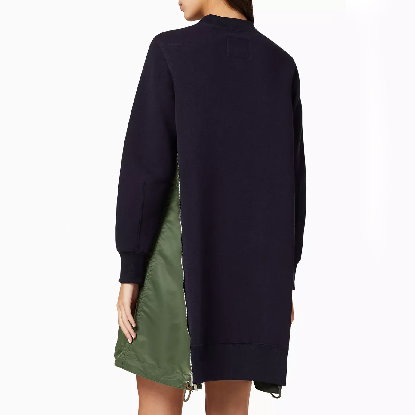 Sacai Sponge Sweat x Nylon Twill Dress in Navy/Khaki, size "4" (size M/L)