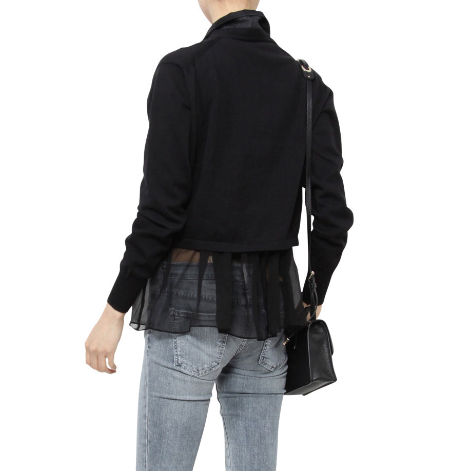 Sacai Cropped Tuxedo Cardigan in Black, fits size XS/S