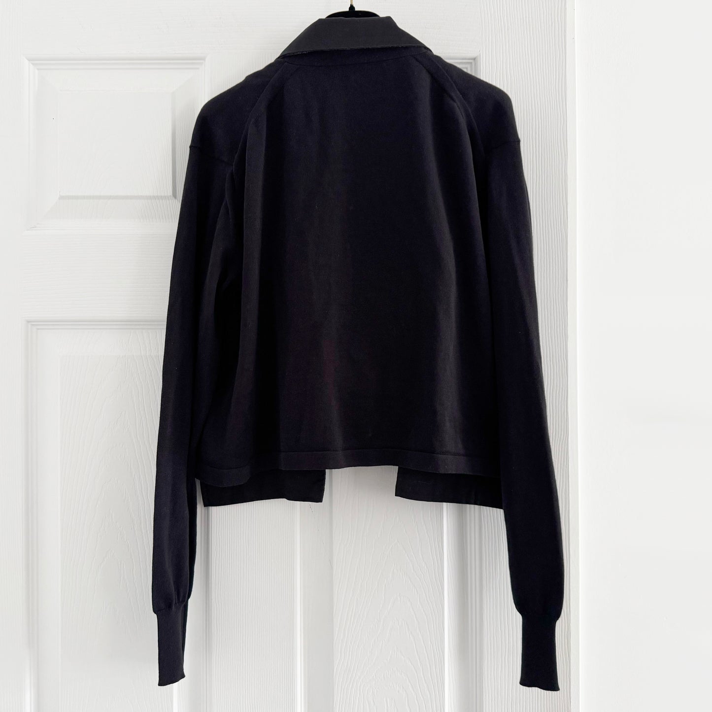 Sacai Cropped Tuxedo Cardigan in Black, fits size XS/S