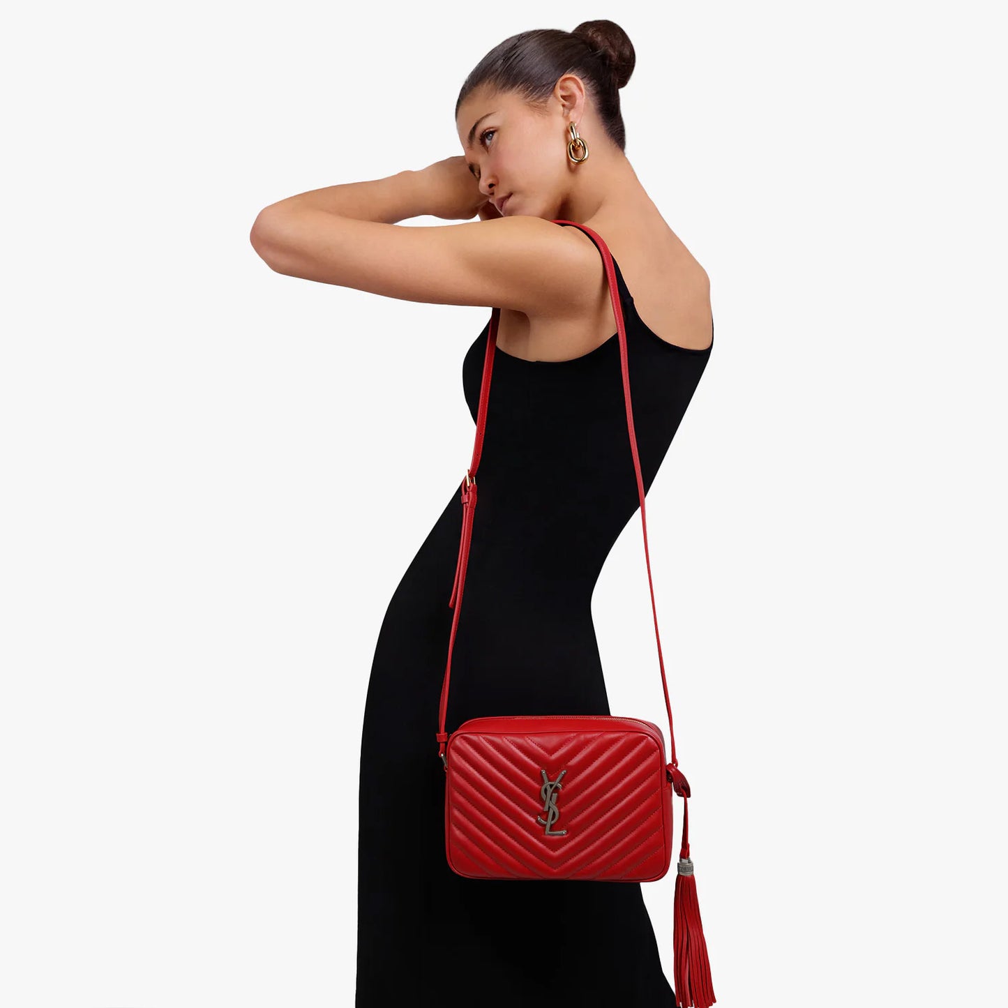 YSL Quilted "Lou" Red Camera Bag in Red