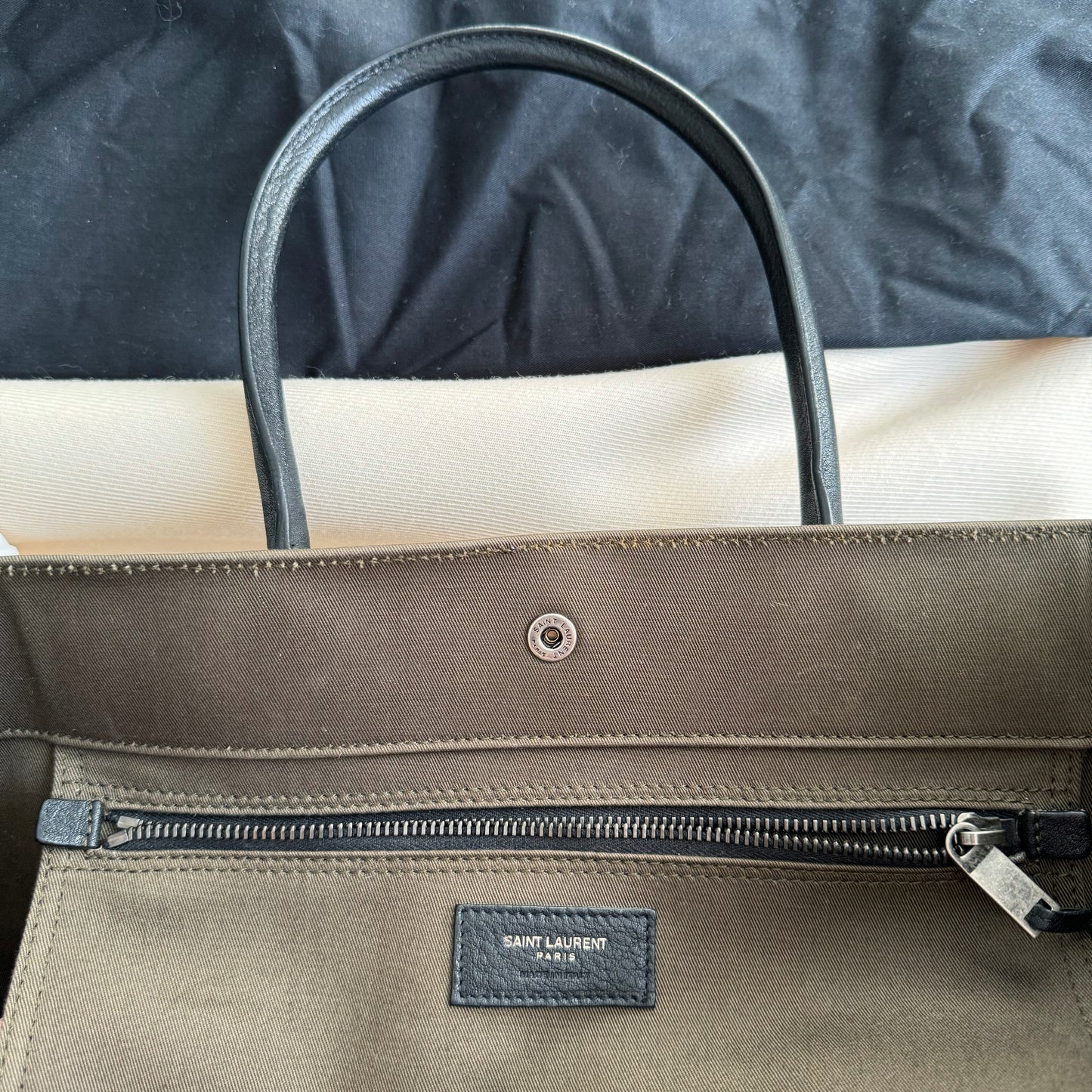 Saint Laurent Rive Gauche Tote Bag in Khaki