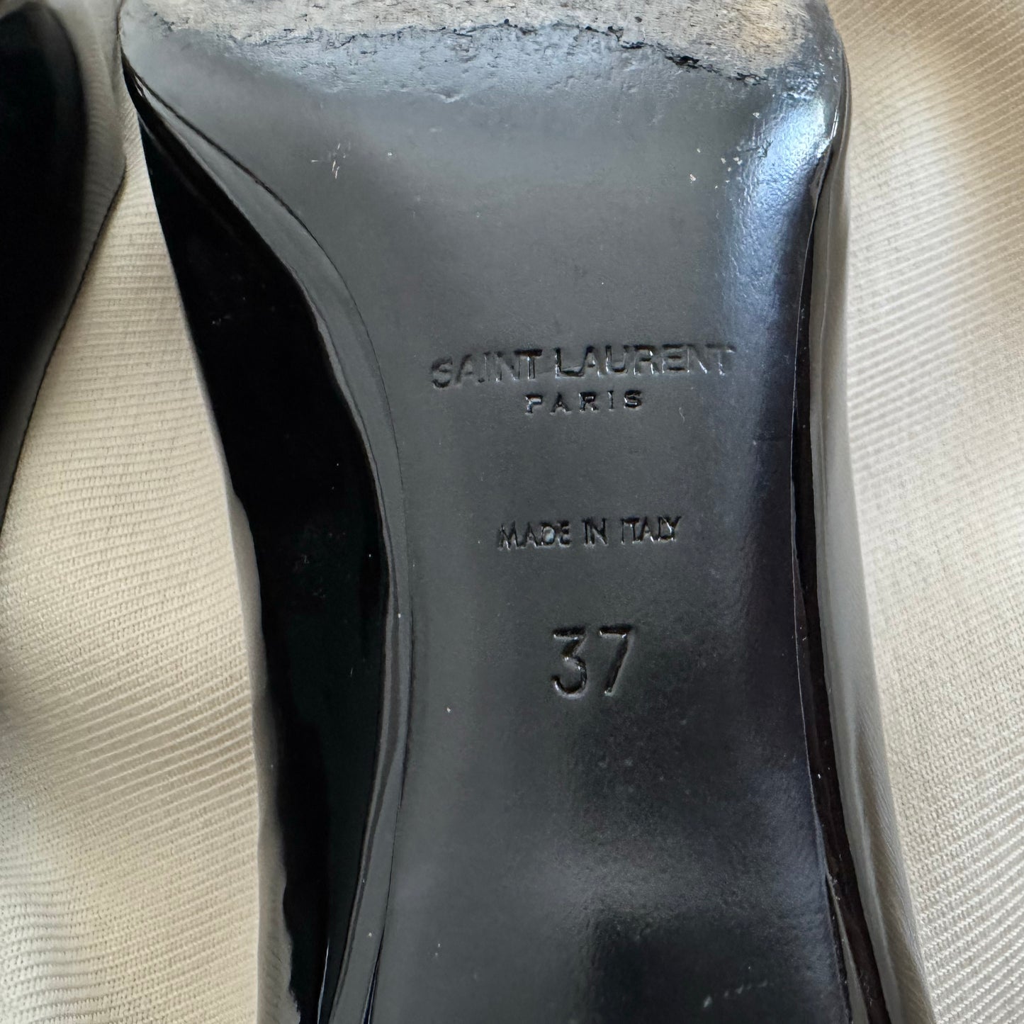 Saint Laurent "Charlotte" 55mm Pumps in Black Patent, size 37 (fits 36.5)