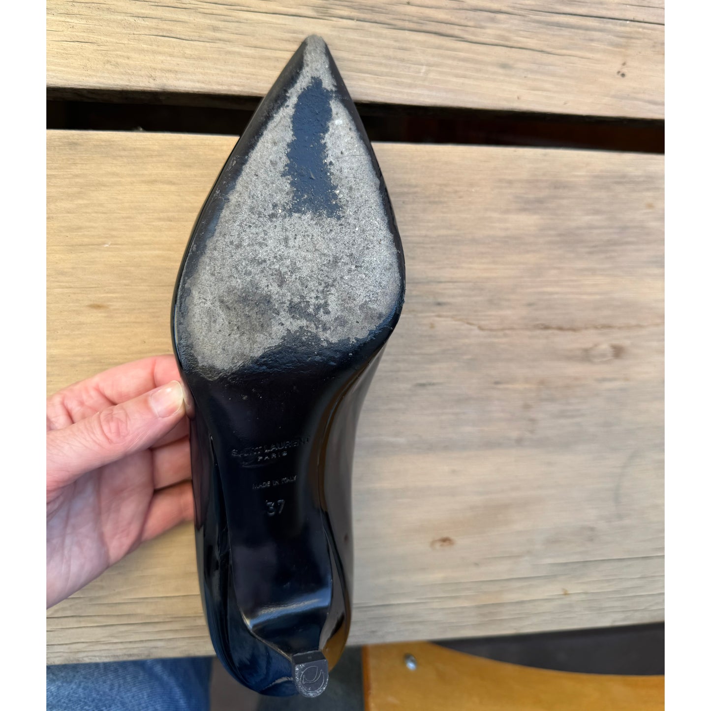 Saint Laurent "Charlotte" 55mm Pumps in Black Patent, size 37 (fits 36.5)