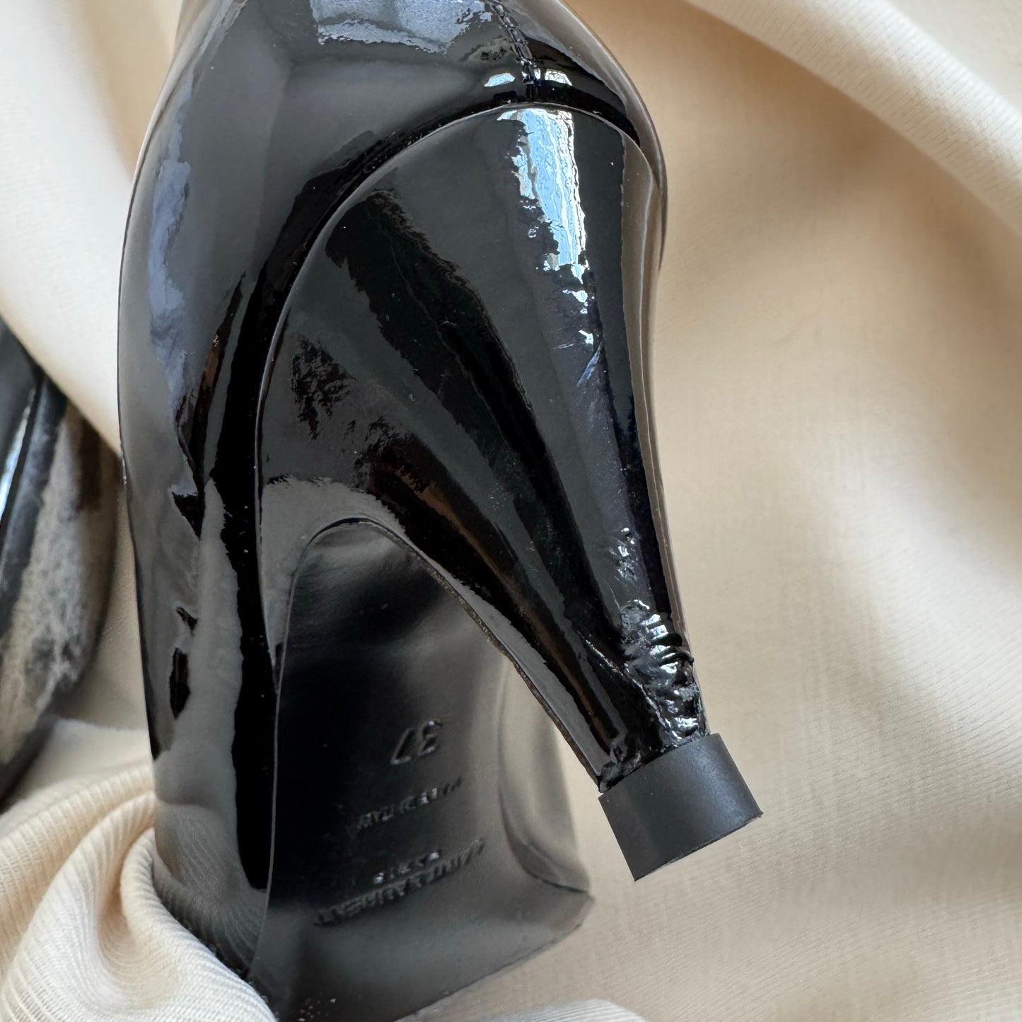 Saint Laurent "Charlotte" 55mm Pumps in Black Patent, size 37 (fits 36.5)