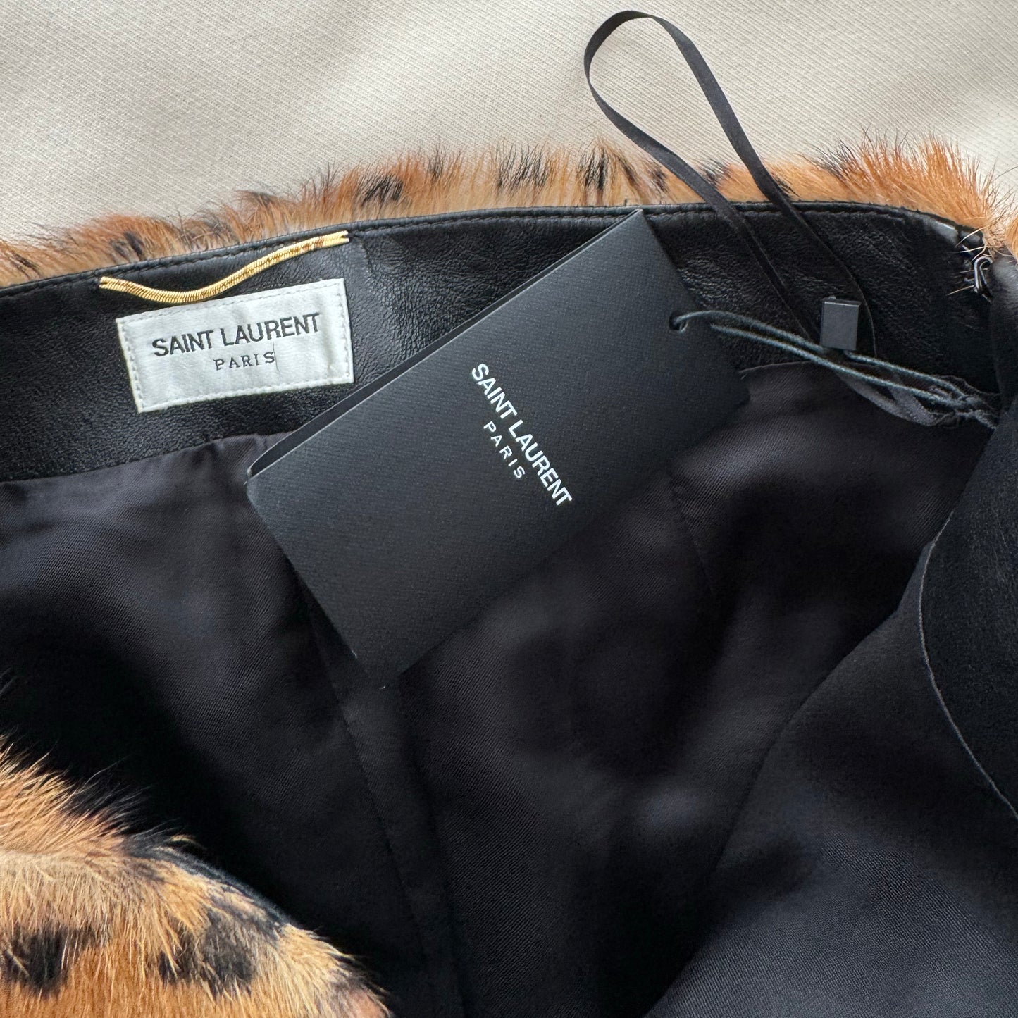 Saint Laurent Shearling And Leopard-print Faux Fur Midi Skirt, size 40IT