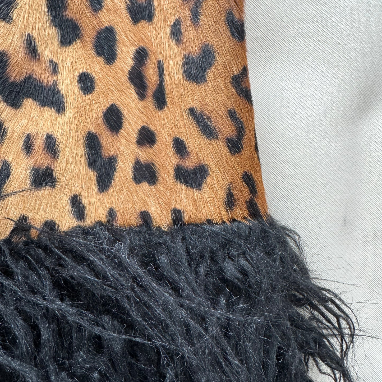 Saint Laurent Shearling And Leopard-print Faux Fur Midi Skirt, size 40IT