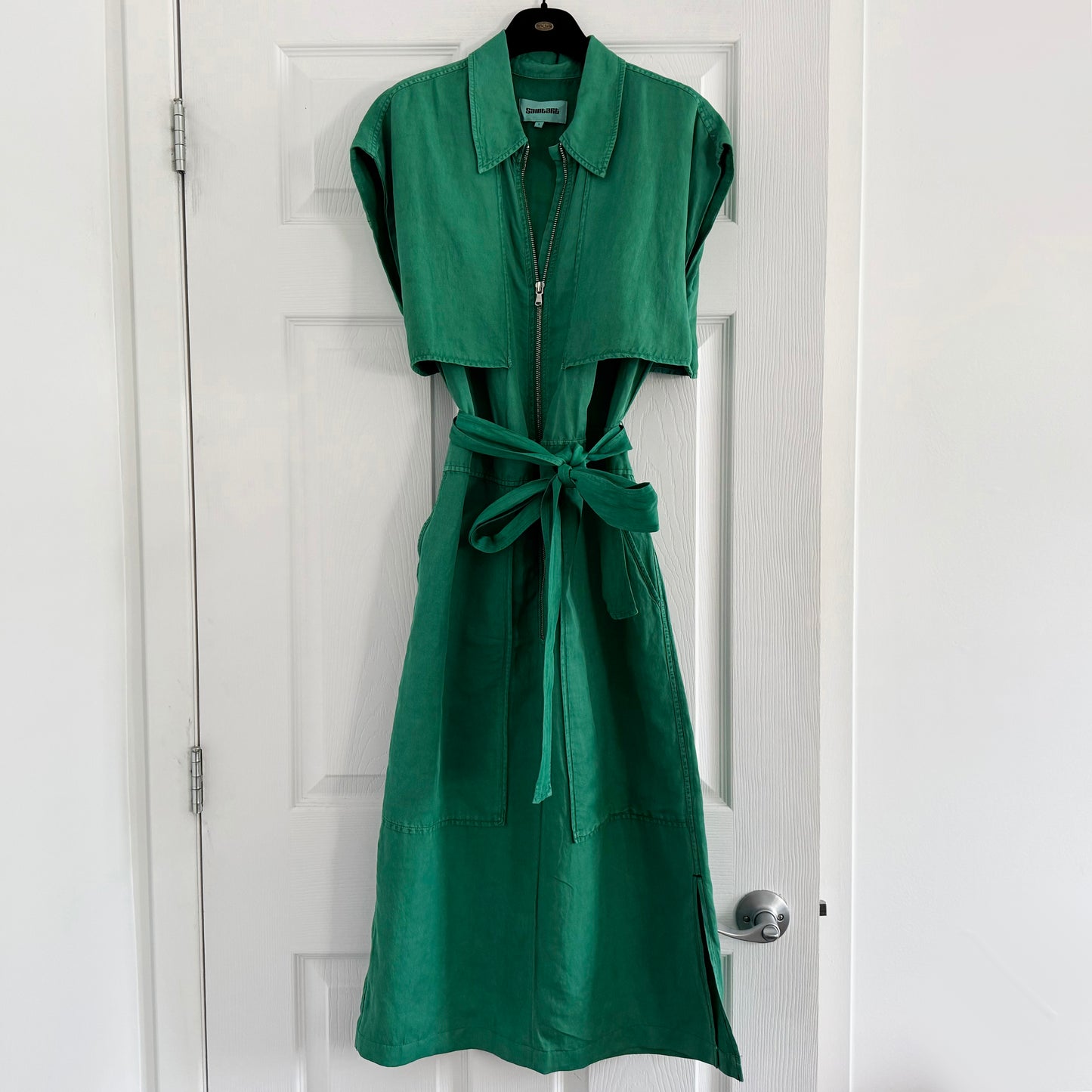 Saint Art New York "Fran" Short Sleeve Cargo Dress in Pepper Green, size Small