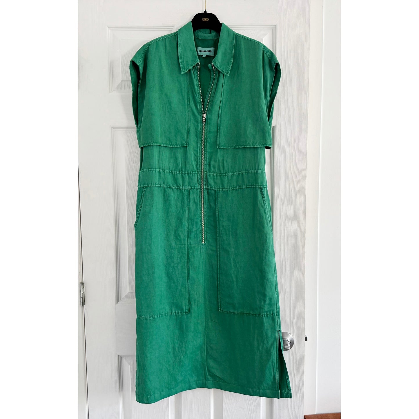Saint Art New York "Fran" Short Sleeve Cargo Dress in Pepper Green, size Small
