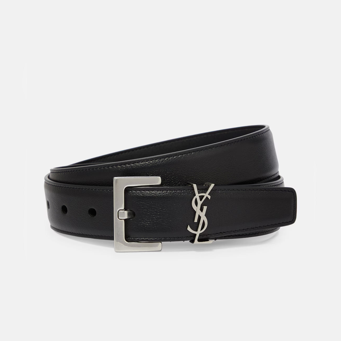 Saint Laurent "Cassandre 30" Leather belt in Black, size 85cm