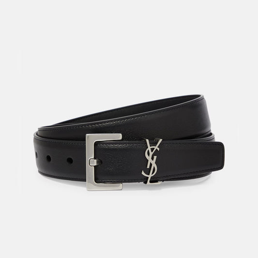Saint Laurent "Cassandre 30" Leather belt in Black, size 85cm