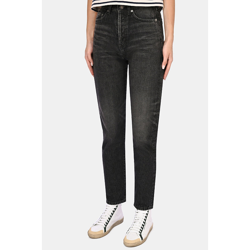Saint Laurent High Waisted Jeans in Faded Black, size 30 (fits like 28!) *hemmed*