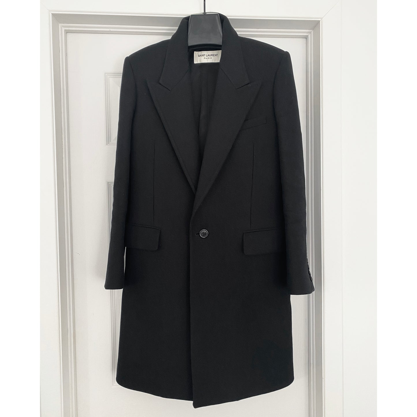 Saint Laurent Black Wool Tailored Coat, size 38 (fits like size 2)