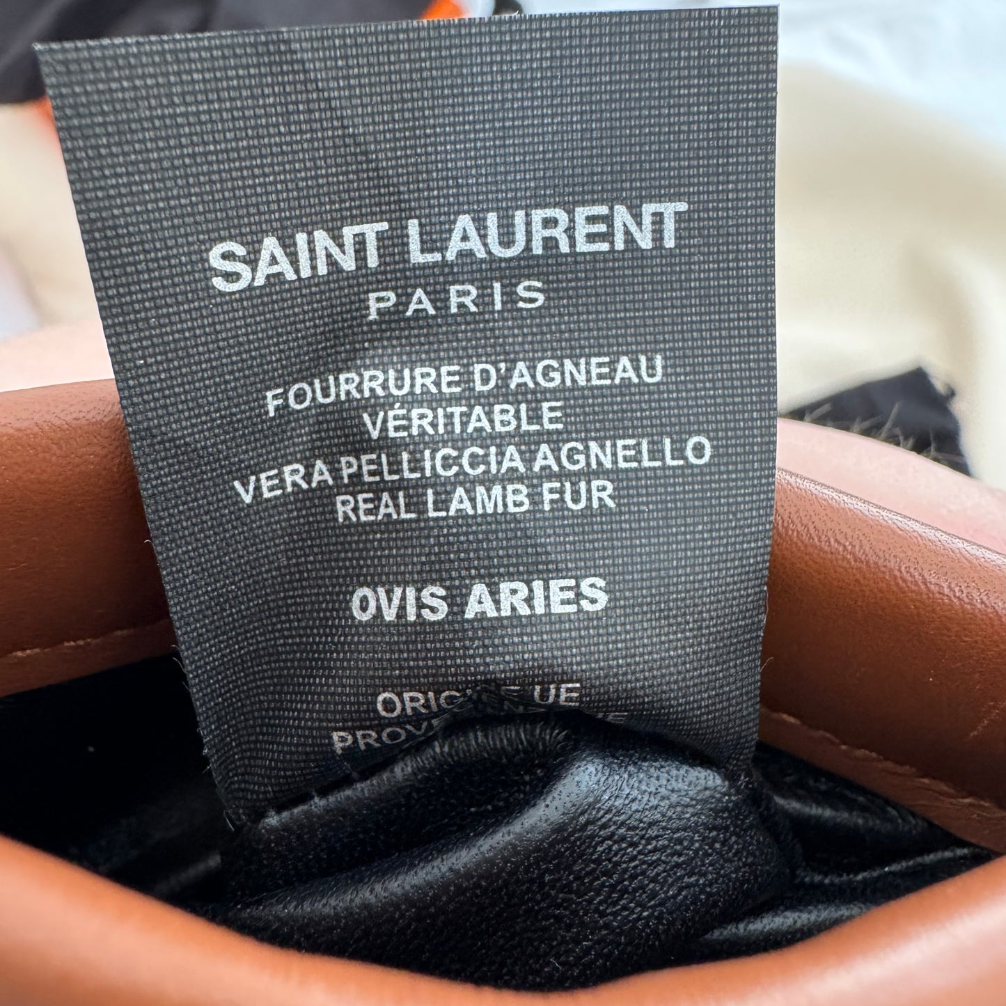 Saint Laurent Mini Shearling Crossbody Bag w Chain Strap