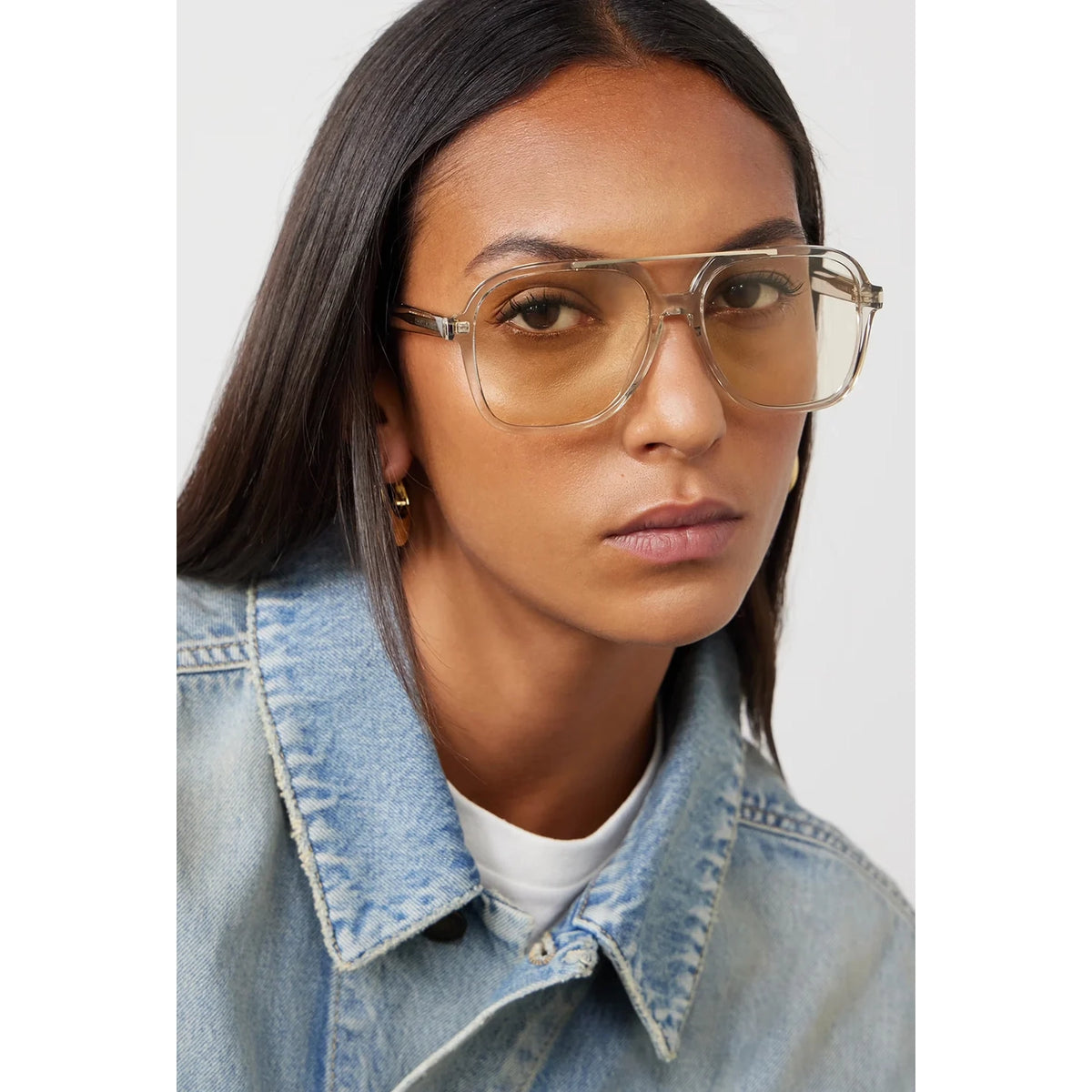 Saint Laurent SL545 Sunglasses in Transparent Cream/Gold