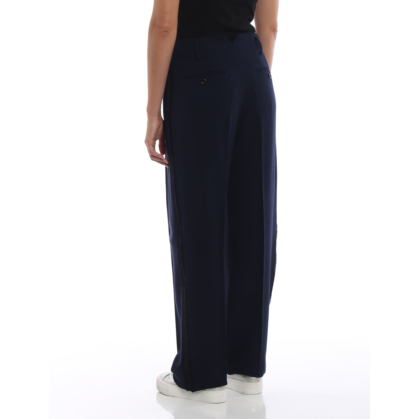 Golden Goose "Sally" Navy Double Crepe Pants, Size XL (fits size large) ** altered **