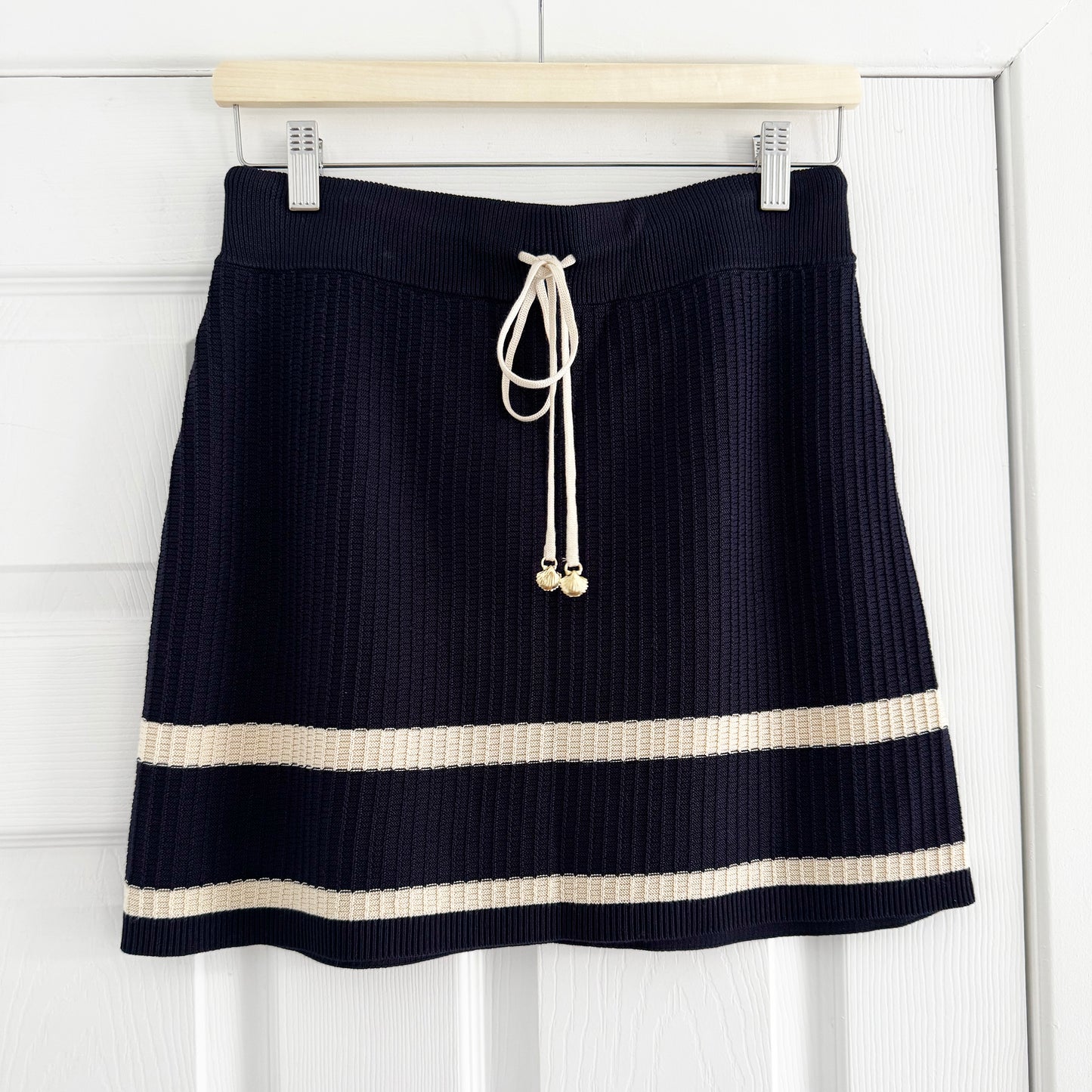 Sancia Australia Knit Skirt and Tank Set in Navy/Ivory Stripe, size S/M