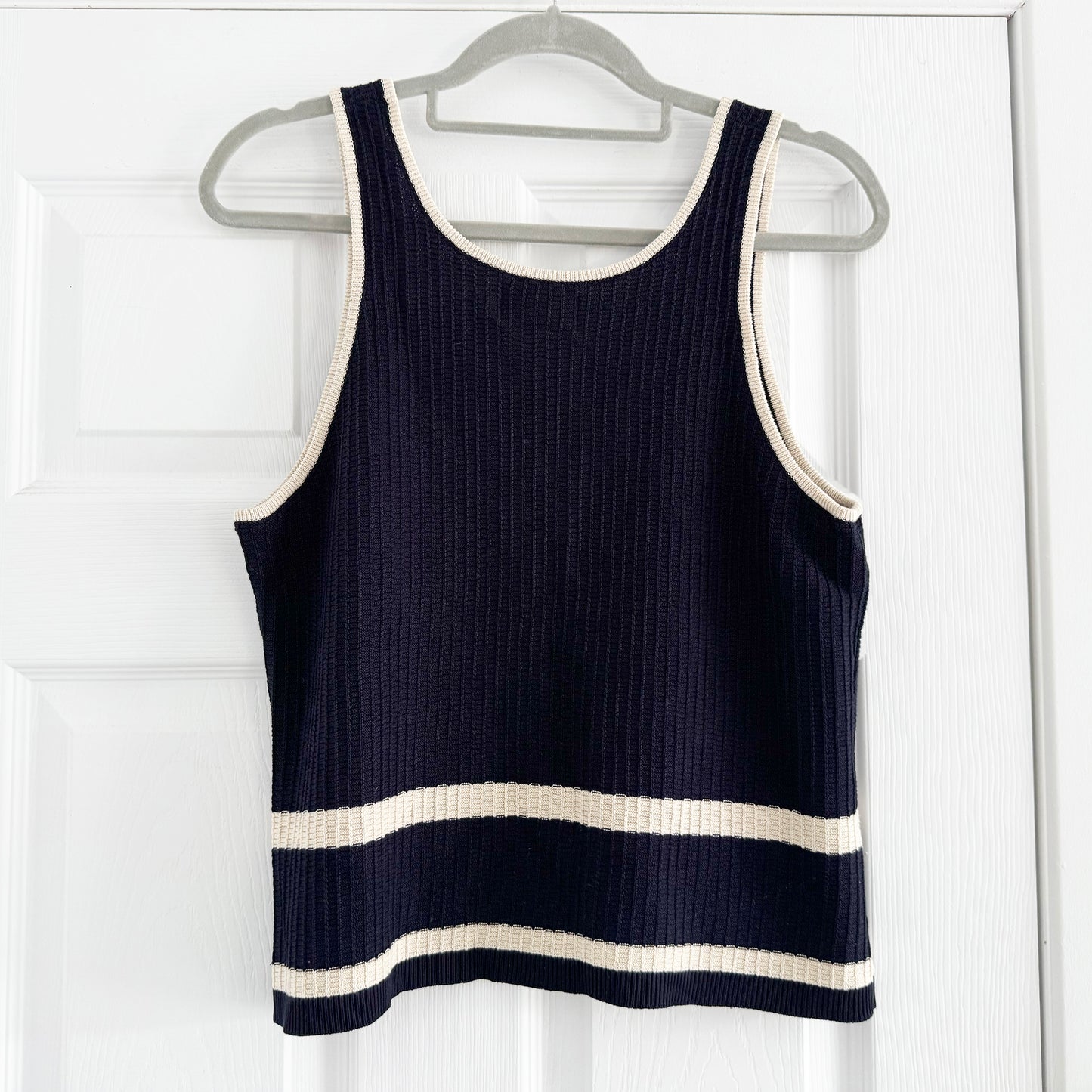 Sancia Australia Knit Skirt and Tank Set in Navy/Ivory Stripe, size S/M