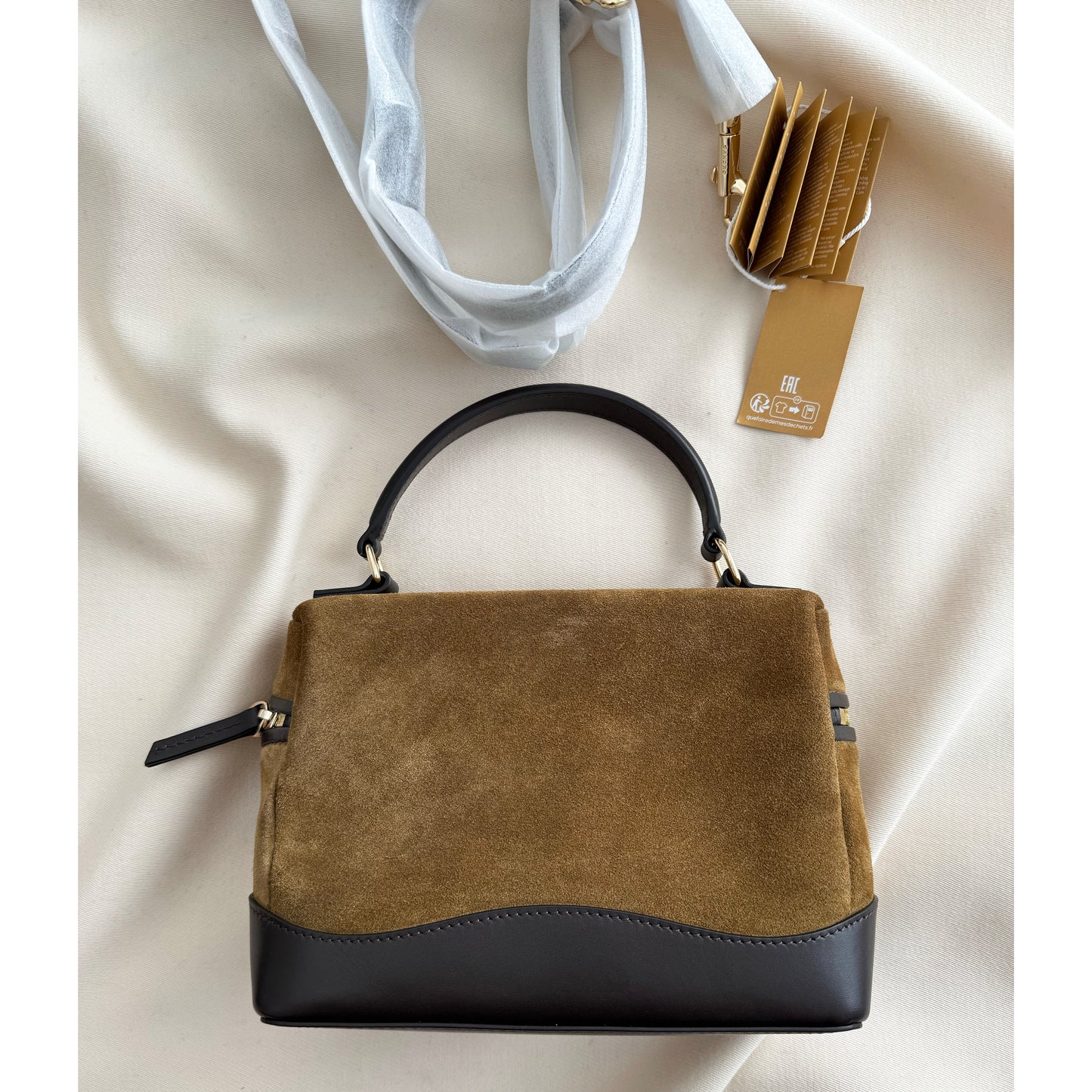 Sandro "Tangolino" Leather And Suede Vanity Bag in Camel