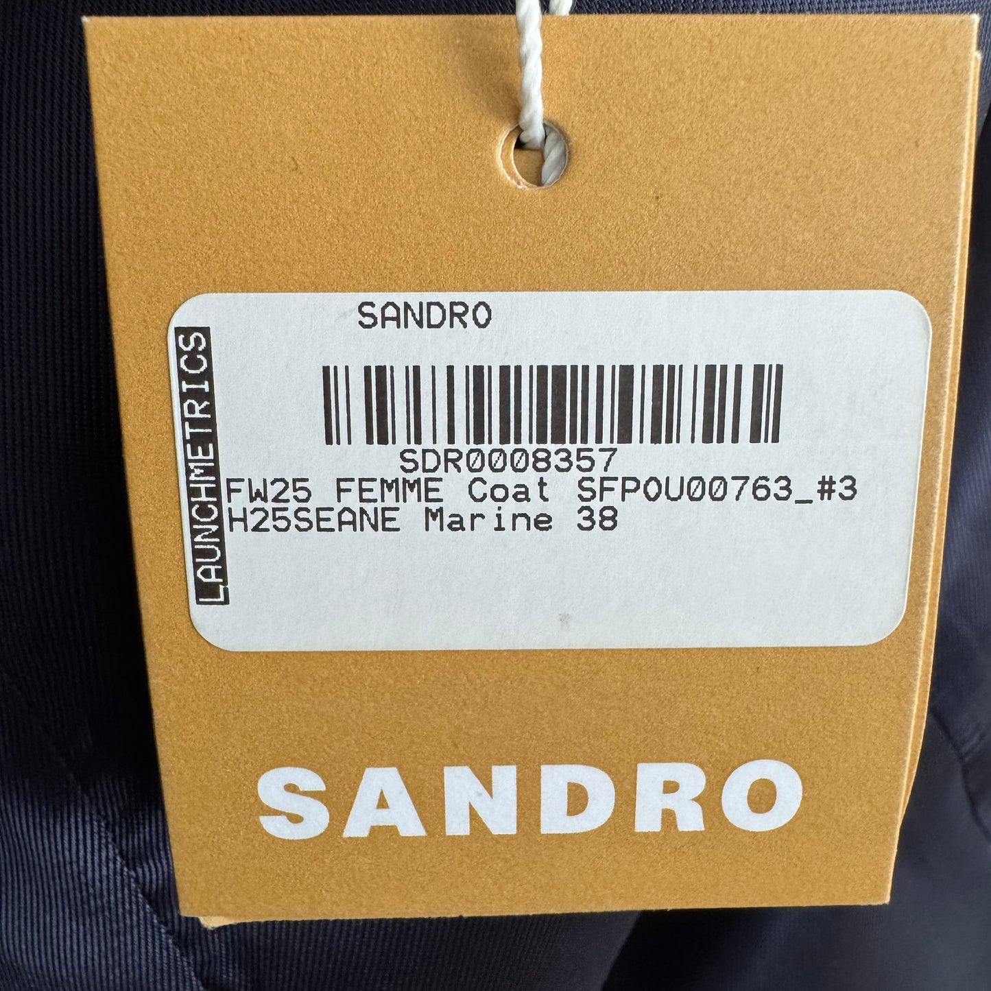 Sandro Toggle Button Coat with Shearling Collar in Navy, Size 38