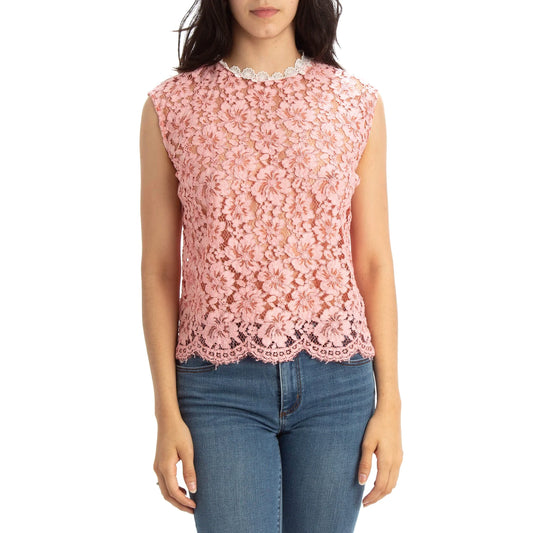 Sandro Pink Lace Sleeveless Top, size "0"