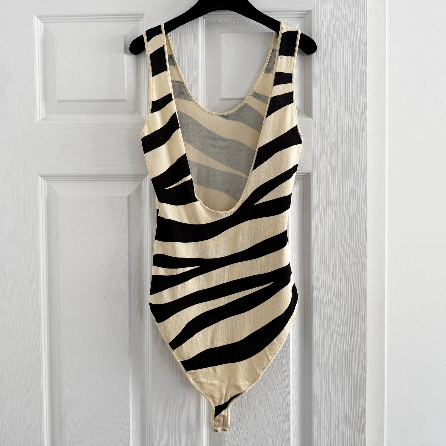 Sandro Zebra-print Knit Bodysuit, size "1" (size Small)