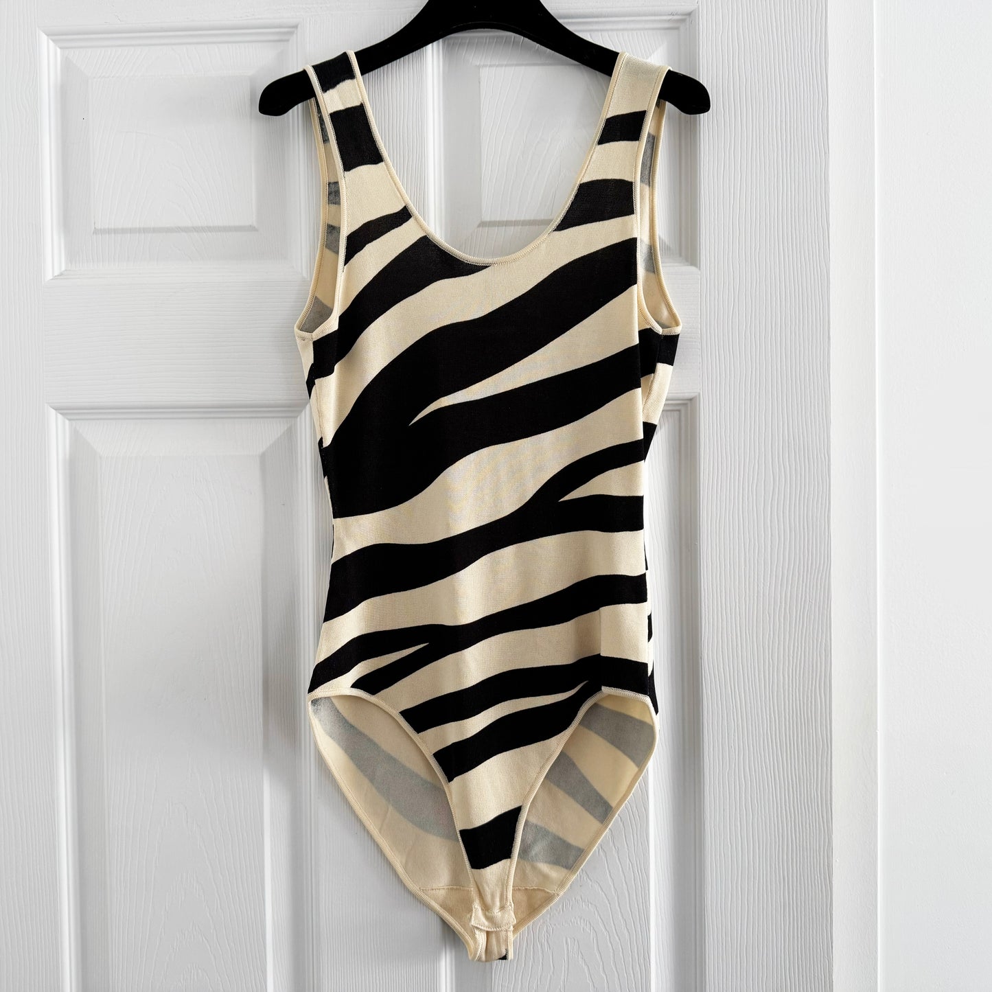 Sandro Zebra-print Knit Bodysuit, size "1" (size Small)